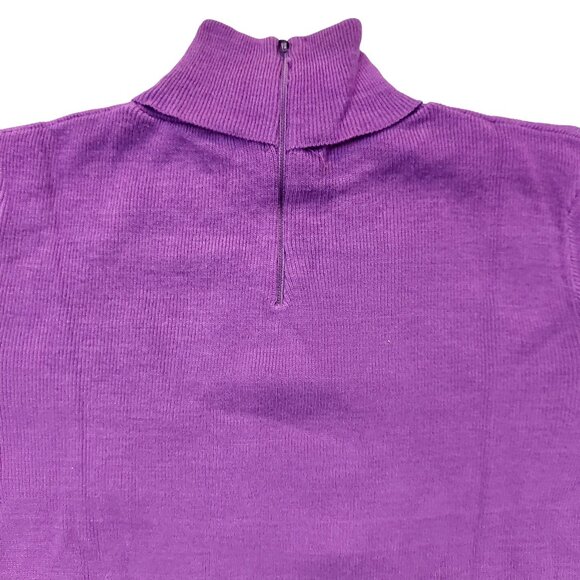 Pure Vintage 1940s-1950s Purple Long Sleeve Knit Turtleneck Sweater - Picture 10 of 11